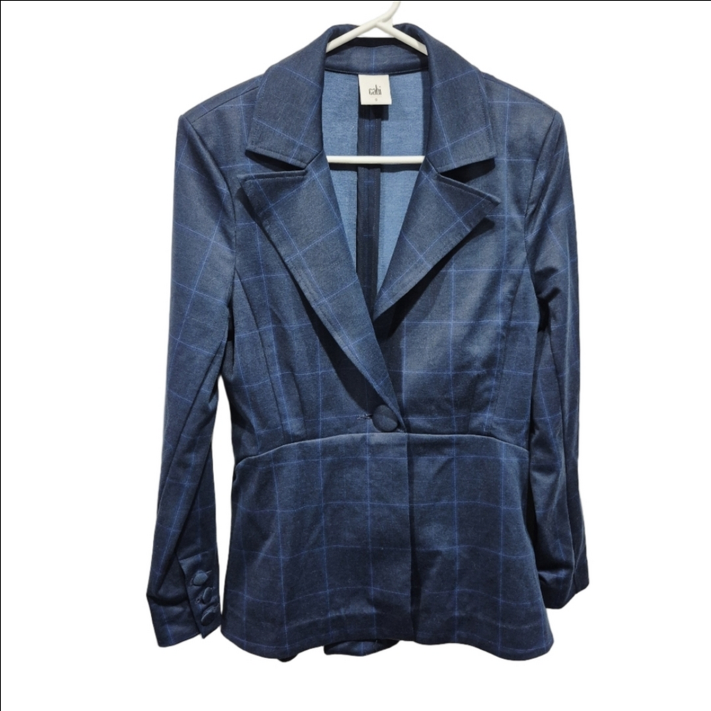 CAbi Sunset Kiss Windowpane Navy Checkered Women's Blazer